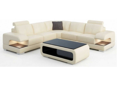 Beige Ecksofa L Form Wohnzimmer Set Couchtisch Modernes Luxus Sofa