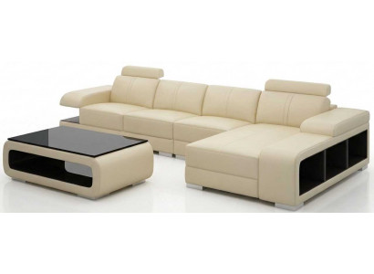 Modernes Beige Ecksofa L Form Sofa Set Couchtisch Wohnzimmer Luxus