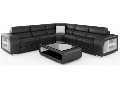 Schwarzes Ecksofa Wohnzimmer Set Couchtisch Modernes Design Premium