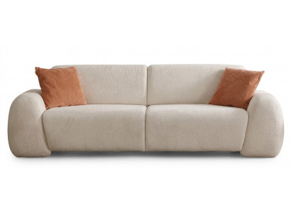 3 Sitzer Sofa Modern Beige Kuschelig Plüschig Komfortabel Breit