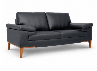 Modernes Schwarzes Ledersofa Wohnzimmer Zweisitzer Elegantes Design