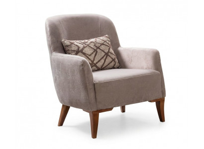 Sessel Beige Holz Textil Modern Gepolstert Einfarbig Zeitgenössisch Komfort