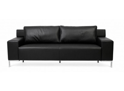 Modernes Schwarzes Ledersofa Wohnzimmer Zweisitzer Elegantes Design