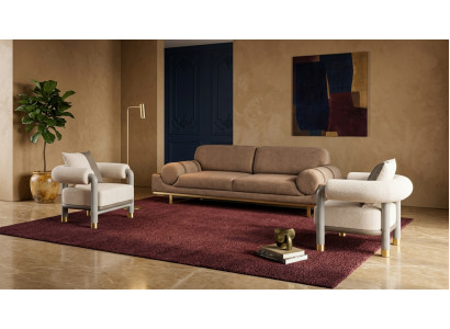 Modernes Sofa Set 3+1+1 Sessel Couchgarnitur Wohnlandschaft Beige