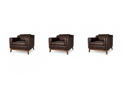 Drei Sessel Set Kunstleder Polstersessel Wohnzimmer Modern Elegant