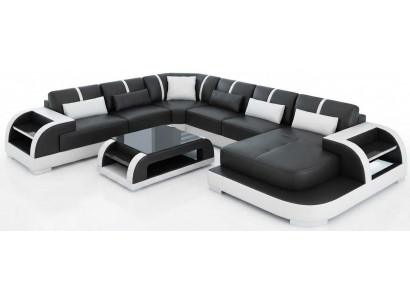 Beige U Form Sofa Wohnlandschaft Couchtisch Modern Groß Komfort Design