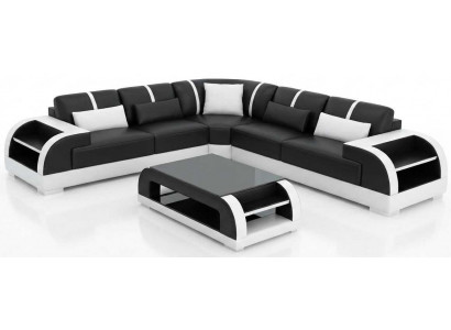 Schwarze Wohnlandschaft L Form Couchtisch Modern Komfort Polstermöbel