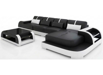 Schwarze Ecklandschaft L Form Glastisch Modern Designer Wohnzimmer