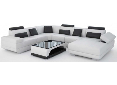 Weißes Ecksofa U Form Couchtisch Wohnzimmer Modern Luxus Möbelset