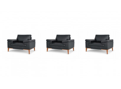 Stilvolles Sessel Set Designer Ledersessel Exklusive Sitzmöbel 3tlg