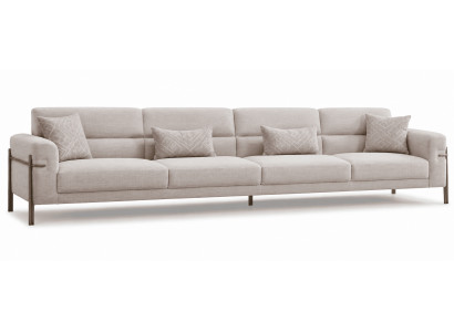 4-Sitzer Sofa Beige Textil Edelstahl Modern Einfarbig Zeitgenössisch