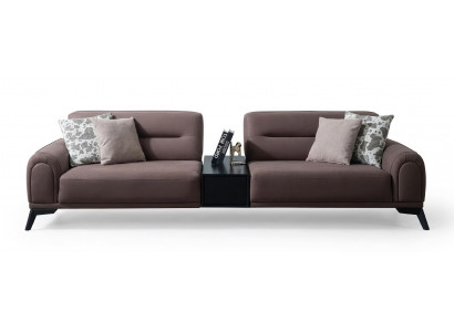Sofa Garnitur 3-Sitzer Konsole Modern Braun Bequem Couch