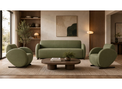 Stilvolle Grüne Couchgarnitur Edle Polstermöbel Exklusives Sofa Set