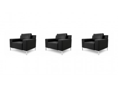 Schwarzer Sessel Set Exklusive Ledersessel Designer Wohnzimmer