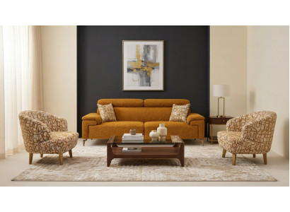Modernes Sofagarnitur Set 3+1+1 Sitzer Polstergarnitur Gelb Luxus