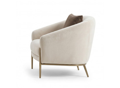 Sessel Beige Textil Edelstahl Modern Einfarbig Wohnbereich