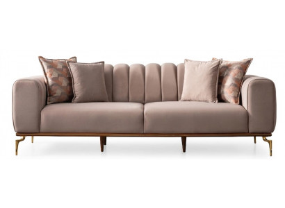 Beiges 3-Sitzer Sofa Textil Edelstahl Modern Zeitgenössisch Einfarbig