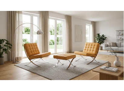 Zwei Sessel Ein Hocker Set Kunstleder Polstermöbel Wohnzimmer Modern