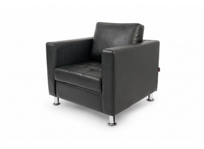 Sessel Schwarz Kunstleder Metallbeine Polsterstuhl Modern Komfortabel
