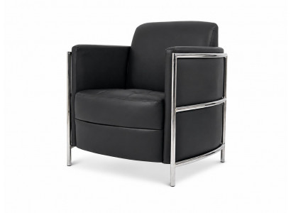 Loungesessel Schwarz Modern Kunstleder Metall Polstersessel Sessel