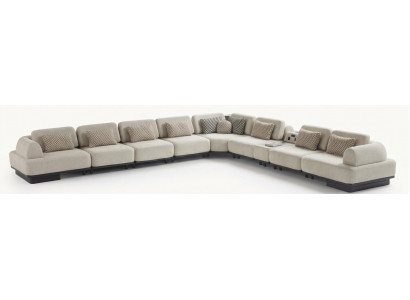 Luxus Ecksofa L-Form Modulsofa Beige Stoff Couch Wohnlandschaft Neu