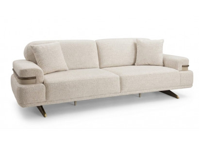 Sofa 3-Sitzer Beige Textil Modern Zeitgenössisch Einfarbig Wohnzimmer