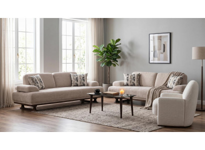 Stilvolle Wohnzimmer Polstergarnitur Designer Stoffsofa Edler Sessel