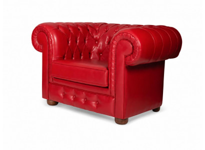 Chesterfield Sessel Kunstleder Polstersessel Wohnzimmer Rot Elegant