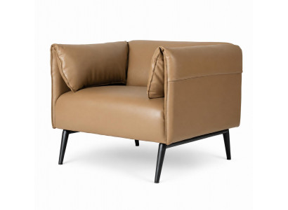 Brauner Sessel Modern Kunstleder Metall Loungesessel Polstermöbe