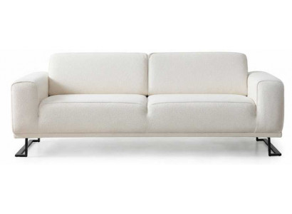 Gemütliches 3 Sitzer Sofa Farbe Weiß Bouclé-Stoff Metallfüßen