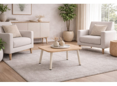 Beige Couchtisch Holz modern Wohnzimmer Sofatisch stilvolles