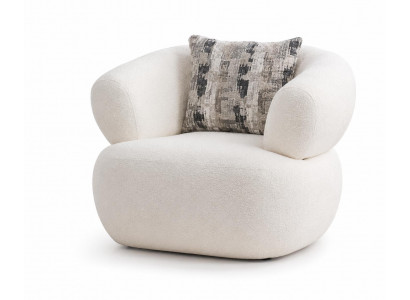 Moderner Boucle Sessel Weiß Armlehnsessel Lounge Sessel Wohnzimmer