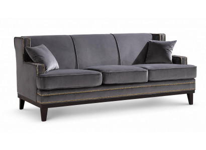 Dreisitzer Sofa Stoff Grau Polstermöbel Modern Elegant Wohnzimmer