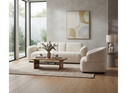 Gemütliches Wohnzimmer-Set 3-Sitzer Sofa Sessel Weißem Stilvoll