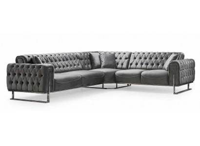 Ecksofa Tiefer Kissenverkleidung Samtigem Stoffbezug Metallgestell
