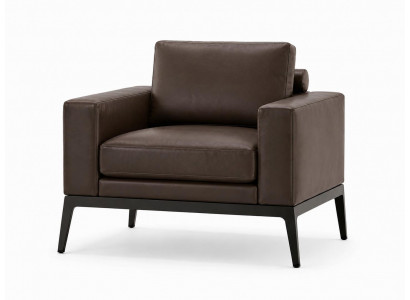 Moderner Sessel Kunstleder Braun Metallgestell Elegant Komfortabel