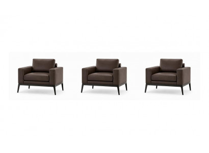 Drei Moderne Sessel Kunstleder Braun Metallgestell Elegant Komfortabel
