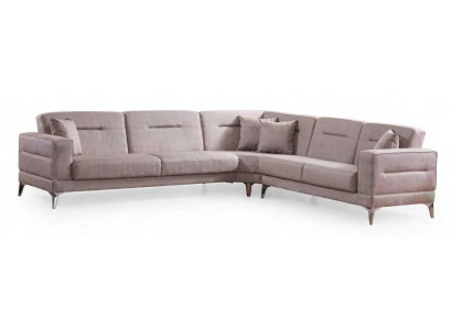 Großes Ecksofa Grau Weichen Kissen Eleganten Hohen Beinen Modern