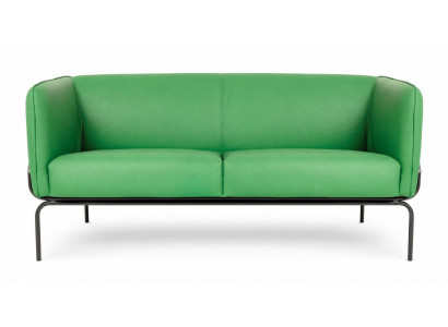 Dreisitzer Sofa Kunstleder Grün Metallgestell Modern Elegant Stilvoll