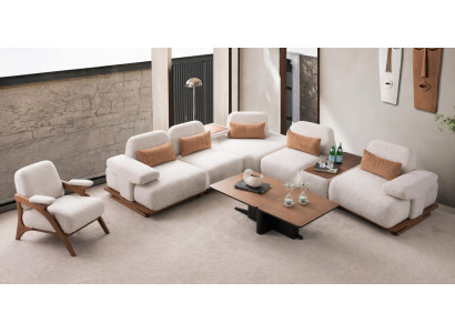 Wohnlandschaft Weiß Modern Ecksofa L Form Sessel Couch Set