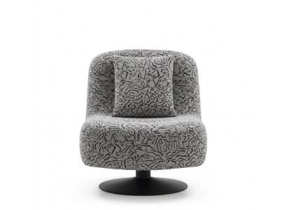 Eleganter Drehsessel Grau Modern Polstersessel Loungesessel Metall