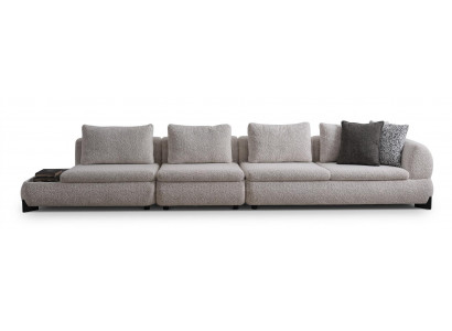 Design XXL Big Sofa Weiß Modern 4er Couch Polstersofa Ablage Holz