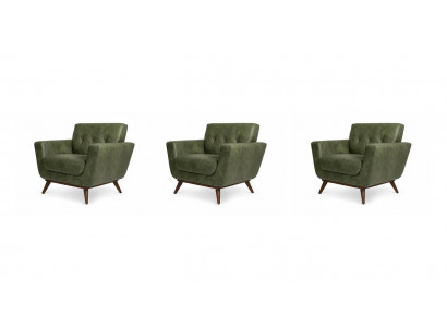 Drei Sessel Kunstleder Grün Retro Wohnzimmer Ledermöbel 3tlg Set