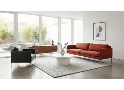 Sofa Rot Stoff Polstersofa Sessel Schwarz Kunstleder Wohnzimmer Möbel