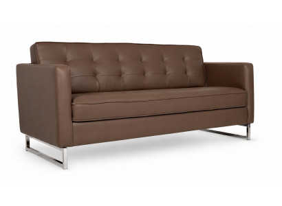 Braunes Dreisitzer Sofa Kunstleder Polstersofa Metallbeine Wohnzimmer