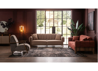 Luxus Sofagarnitur 3+3+1 Couch Set Sessel Modern Braun Terracotta Neu