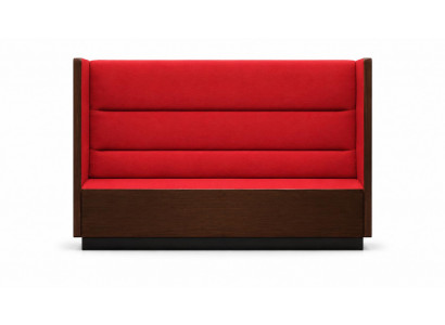 Rotes Dreisitzer Sofa Polstersofa Holzrahmen Wartezimmer Sitzmöbel