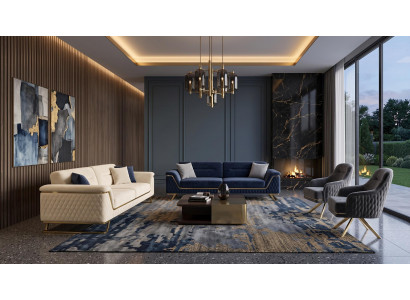 Exklusive Wohnlandschaft 2x 3-Sitzer Sofa 2x Sessel Design