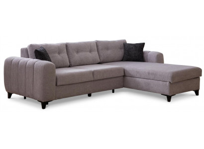 Gemütliches L-Form Sofa Grau Breite Liegefläche Rückenkissen