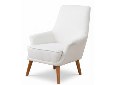Komfortsessel Weiß Textil Modern Elegante Form Hohe Rückenlehne